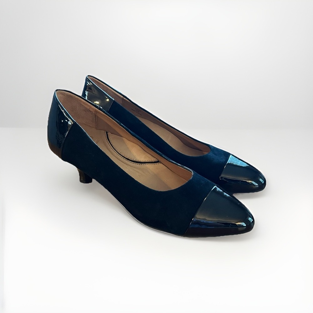L'Amour Des Pieds LDP Women's‎ Kishita Black Suede Patent Leather Size 9.5 Heels